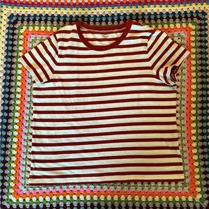 Madewell Northside Vintage Striped Tee - Dark Red Rust and White -XL